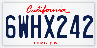 CA license plate 6WHX242