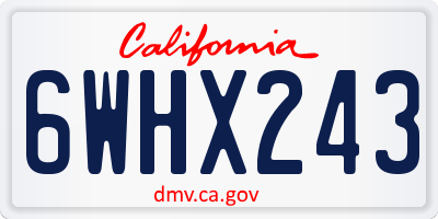CA license plate 6WHX243