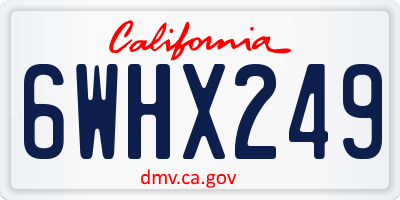 CA license plate 6WHX249