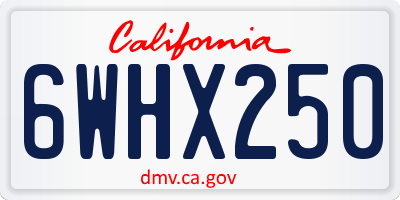 CA license plate 6WHX250