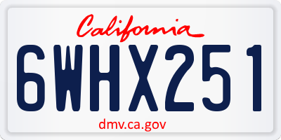 CA license plate 6WHX251