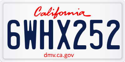 CA license plate 6WHX252