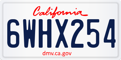 CA license plate 6WHX254