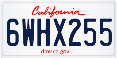 CA license plate 6WHX255