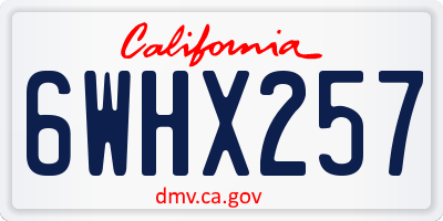 CA license plate 6WHX257