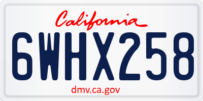 CA license plate 6WHX258
