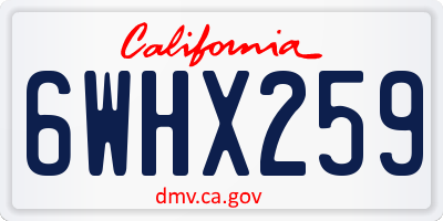 CA license plate 6WHX259