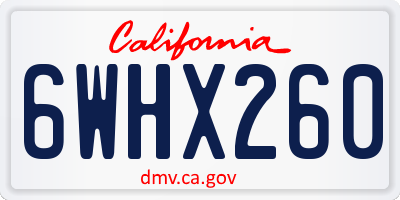 CA license plate 6WHX260