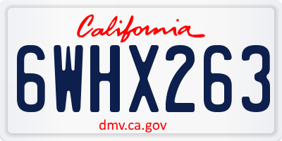 CA license plate 6WHX263