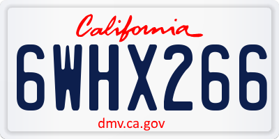 CA license plate 6WHX266