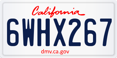 CA license plate 6WHX267