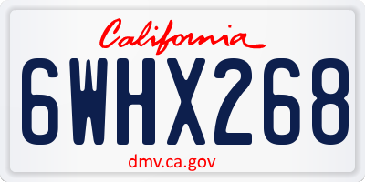 CA license plate 6WHX268