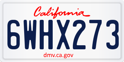 CA license plate 6WHX273