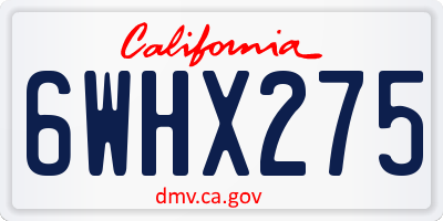 CA license plate 6WHX275