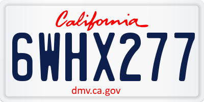 CA license plate 6WHX277