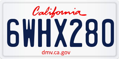CA license plate 6WHX280