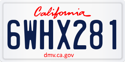 CA license plate 6WHX281