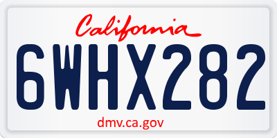 CA license plate 6WHX282