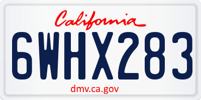 CA license plate 6WHX283