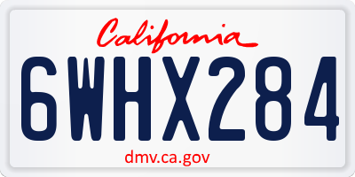 CA license plate 6WHX284