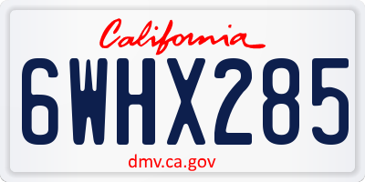 CA license plate 6WHX285