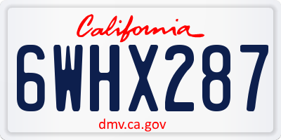 CA license plate 6WHX287
