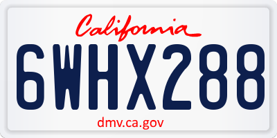 CA license plate 6WHX288