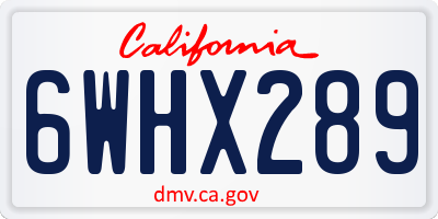 CA license plate 6WHX289