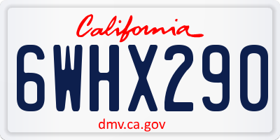 CA license plate 6WHX290