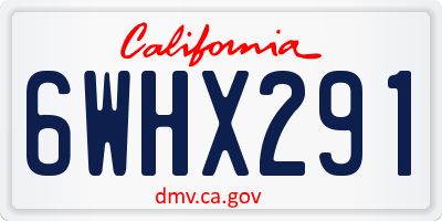CA license plate 6WHX291