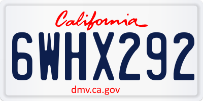 CA license plate 6WHX292