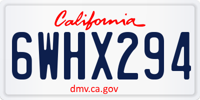 CA license plate 6WHX294
