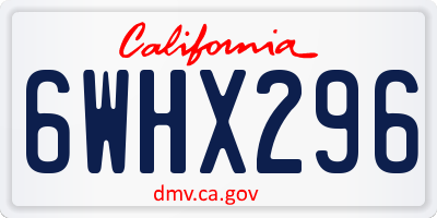 CA license plate 6WHX296