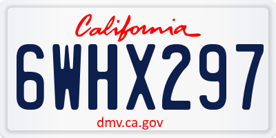 CA license plate 6WHX297