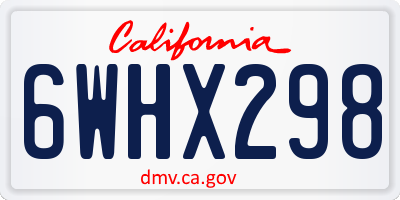 CA license plate 6WHX298