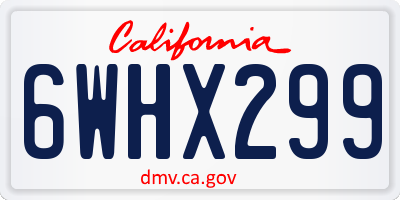 CA license plate 6WHX299