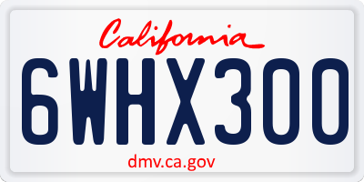 CA license plate 6WHX300