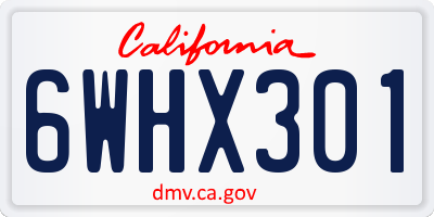 CA license plate 6WHX301