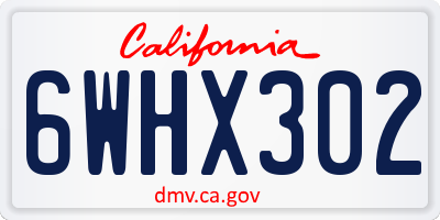 CA license plate 6WHX302