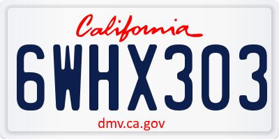 CA license plate 6WHX303