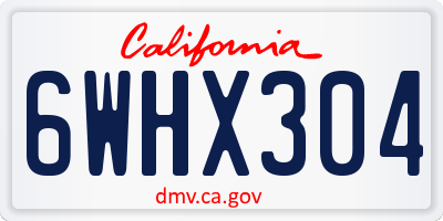 CA license plate 6WHX304