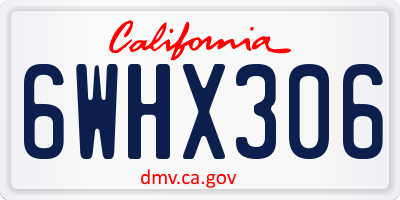 CA license plate 6WHX306