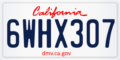 CA license plate 6WHX307
