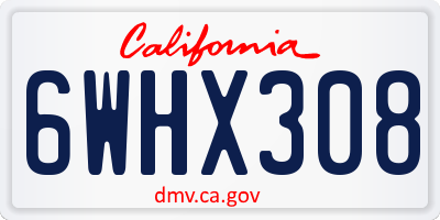 CA license plate 6WHX308