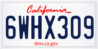 CA license plate 6WHX309