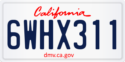 CA license plate 6WHX311