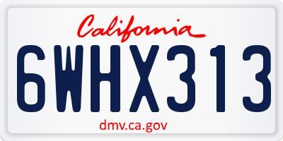 CA license plate 6WHX313