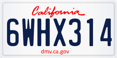 CA license plate 6WHX314