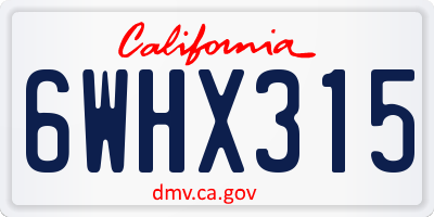 CA license plate 6WHX315