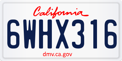 CA license plate 6WHX316